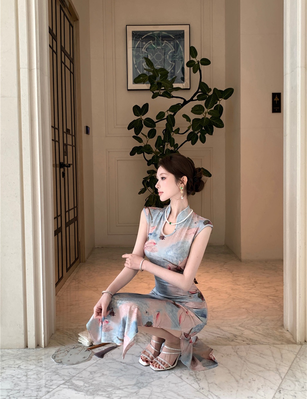 Slim summer printing dress