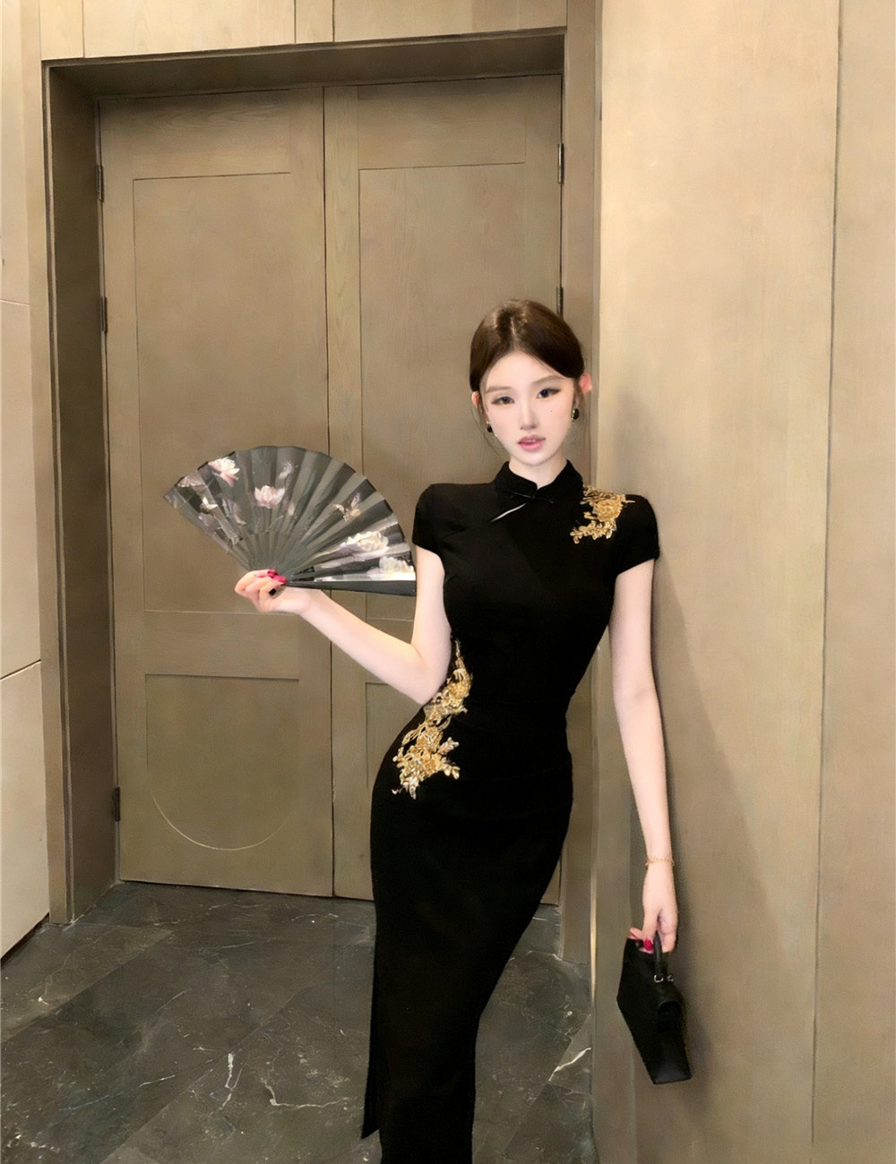 Split retro slim summer dress