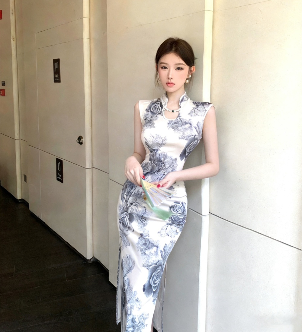 Slim printing summer dress