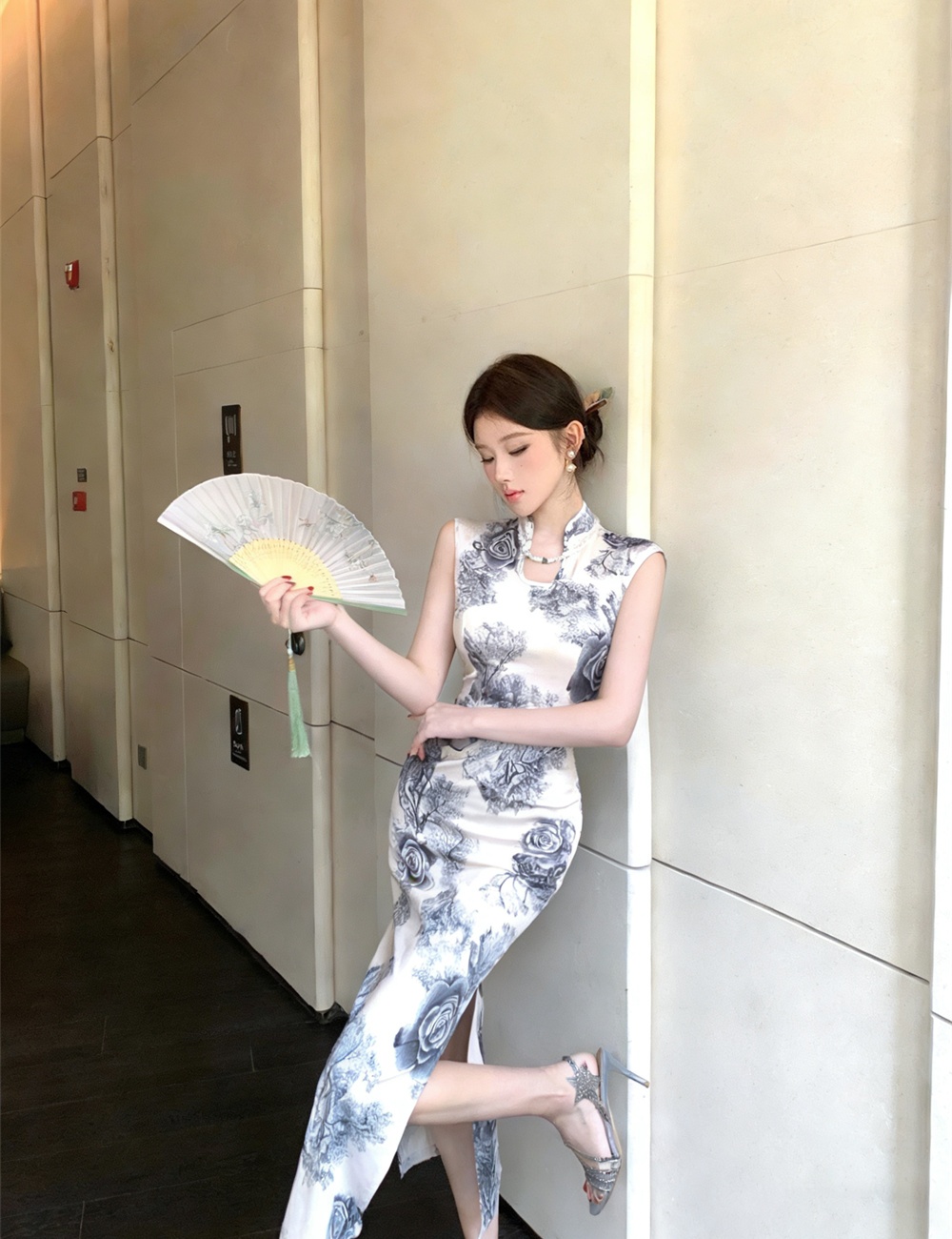 Slim printing summer dress