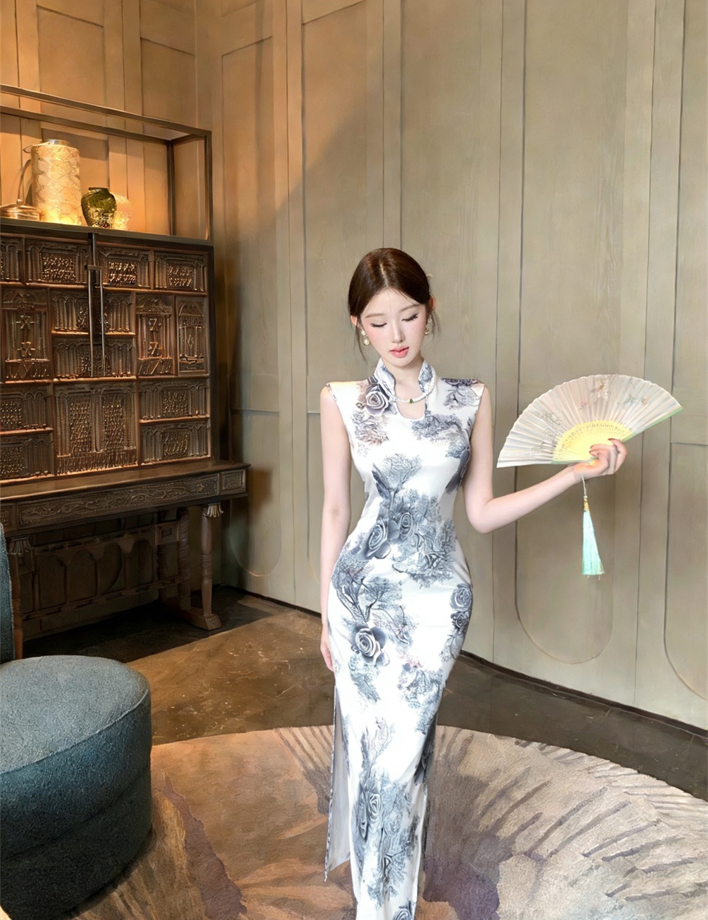 Slim printing summer dress