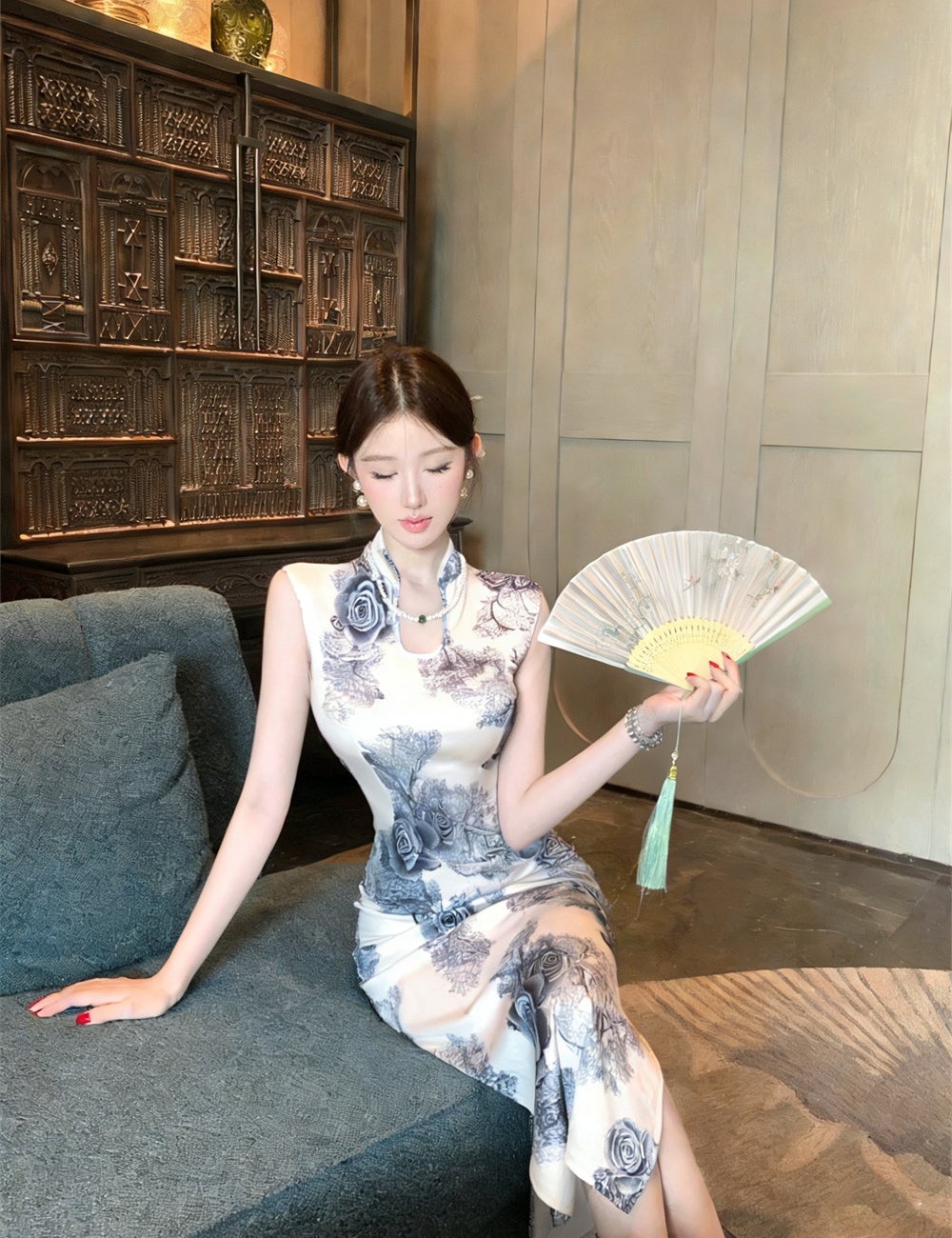 Slim printing summer dress