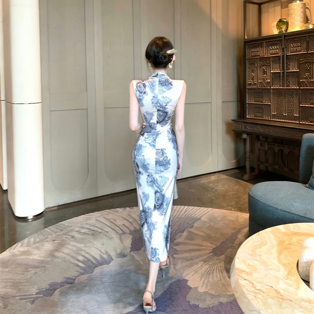 Slim printing summer dress