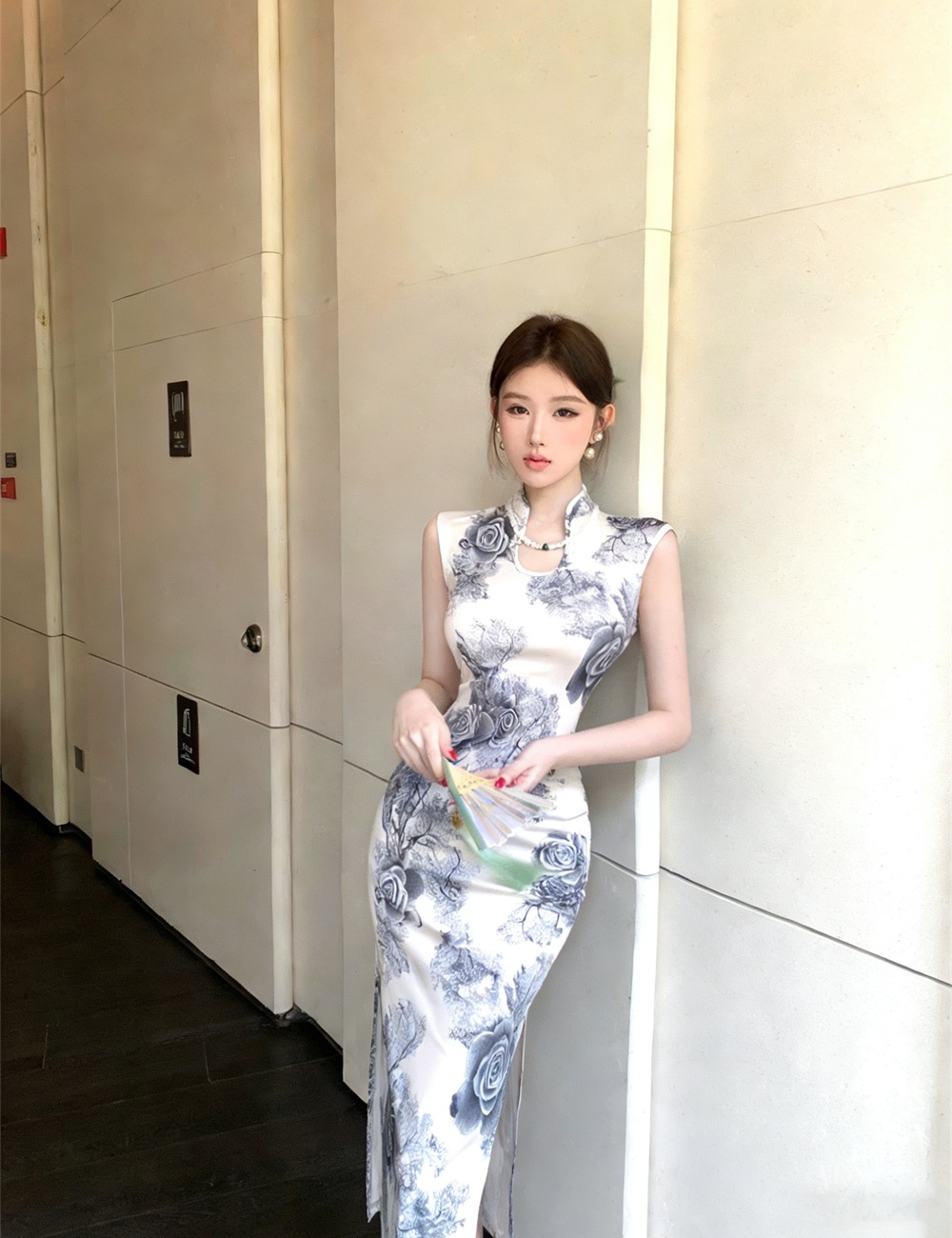 Slim printing summer dress