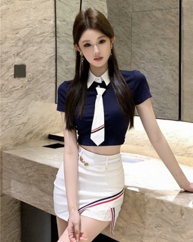 Short with belt tops lapel culottes a set