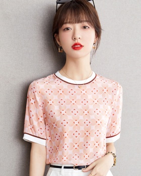 Short sleeve chiffon shirt real silk T-shirt