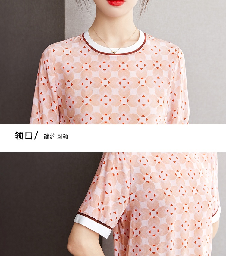 Short sleeve chiffon shirt real silk T-shirt