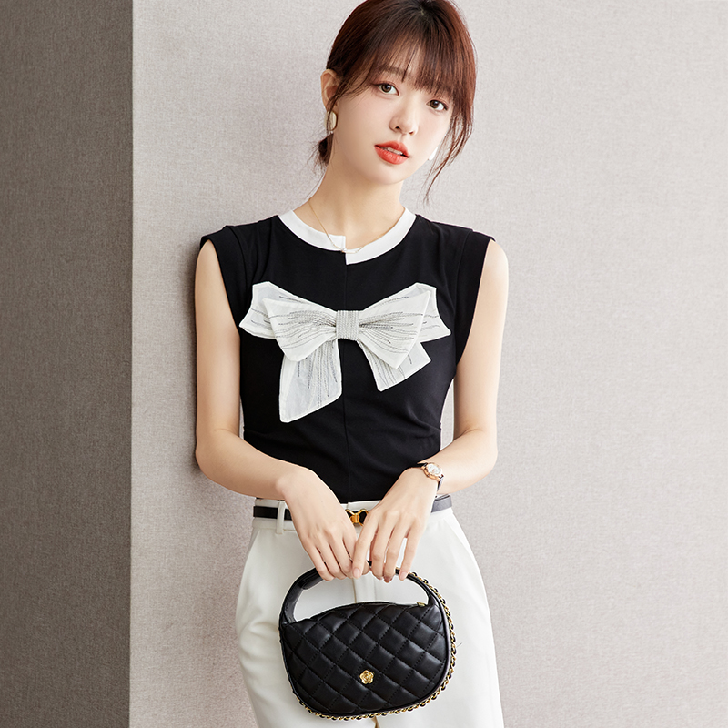 Niche slim T-shirt sleeveless bow vest