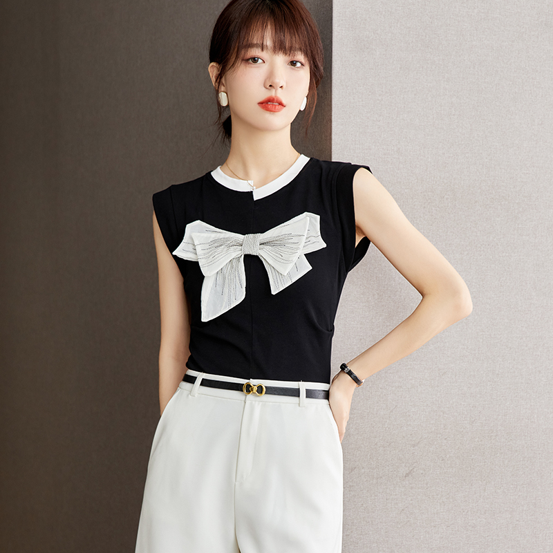 Niche slim T-shirt sleeveless bow vest