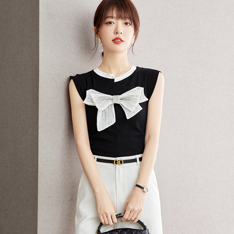 Niche slim T-shirt sleeveless bow vest