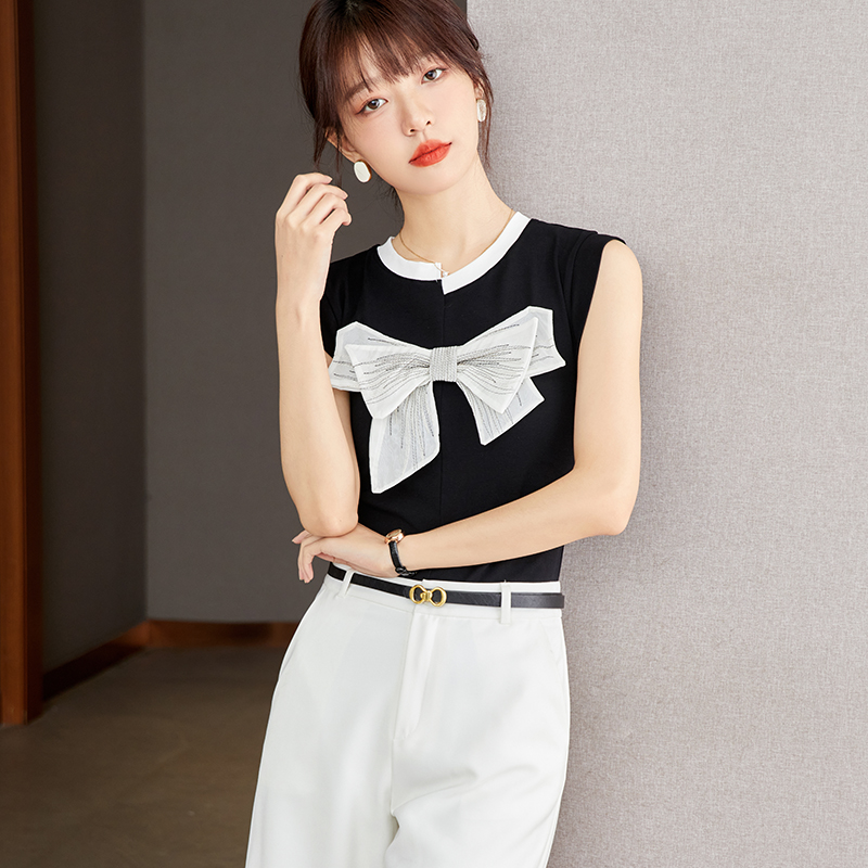 Niche slim T-shirt sleeveless bow vest