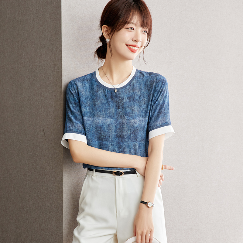 Silk T-shirt real silk tops for women