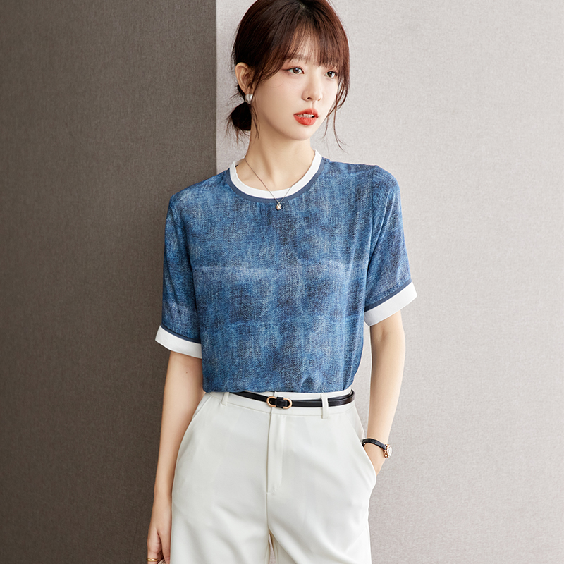 Silk T-shirt real silk tops for women