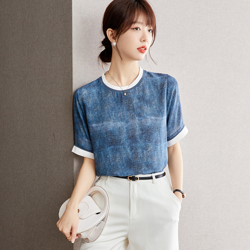 Silk T-shirt real silk tops for women