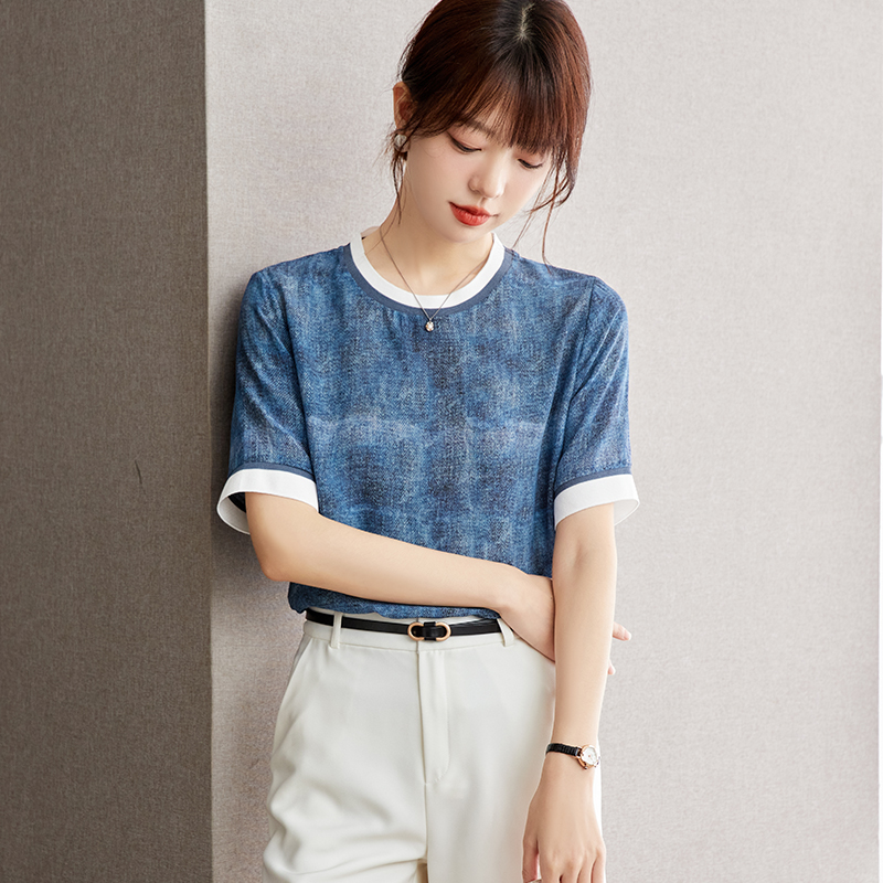 Silk T-shirt real silk tops for women