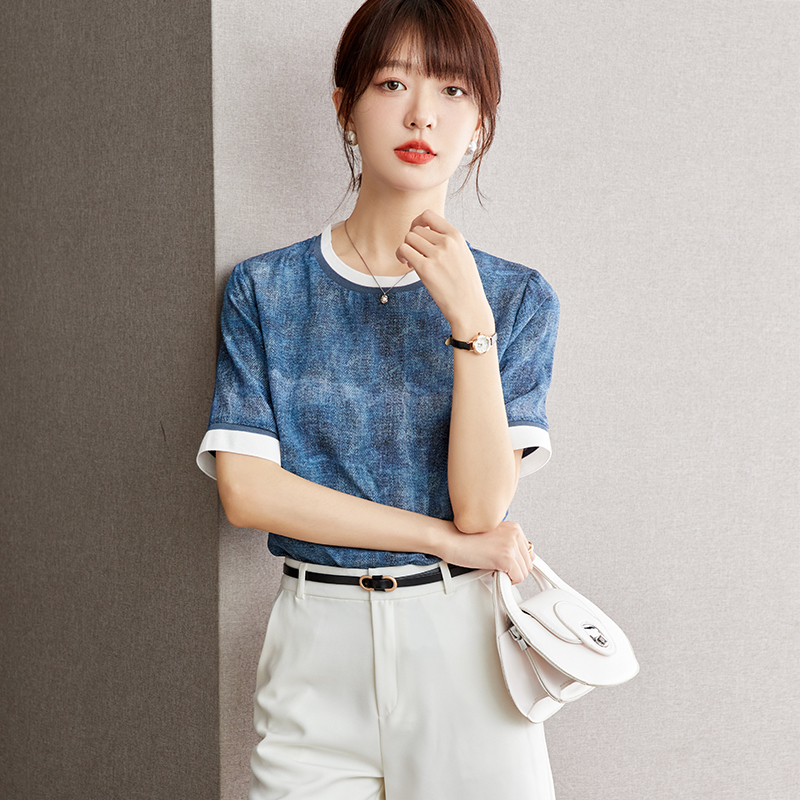 Silk T-shirt real silk tops for women