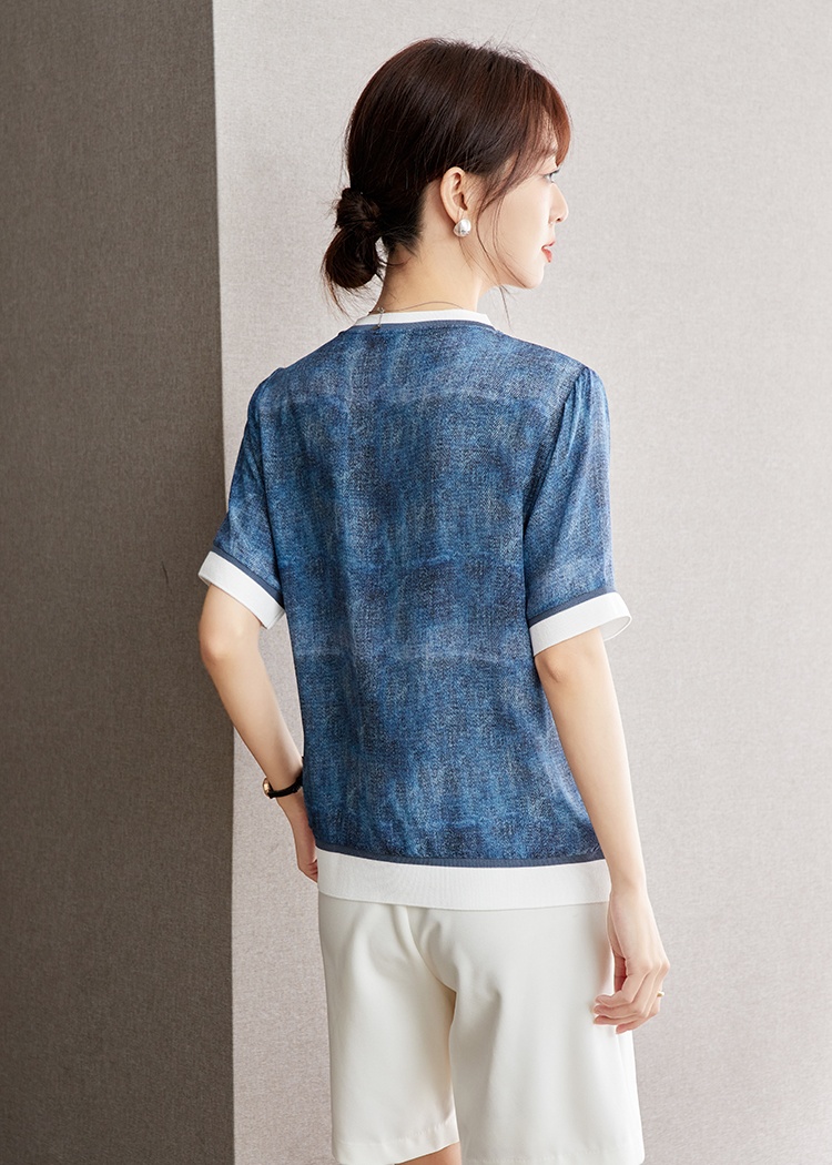 Silk T-shirt real silk tops for women