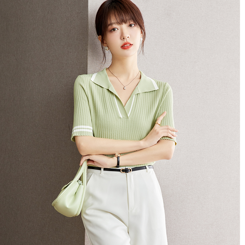 Temperament knitted bottoming shirt fashion T-shirt for women