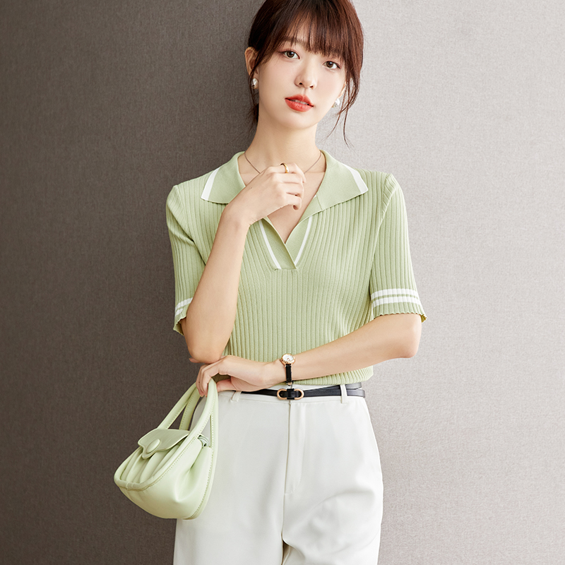 Temperament knitted bottoming shirt fashion T-shirt for women