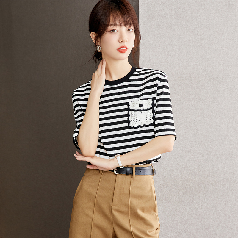 Short sleeve slim tops all-match T-shirt for women
