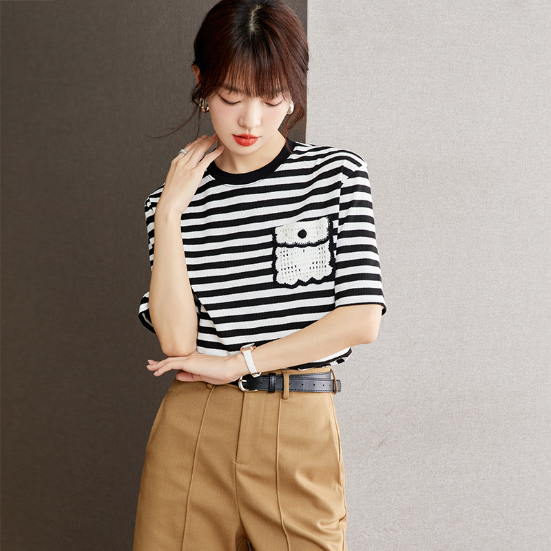 Short sleeve slim tops all-match T-shirt for women