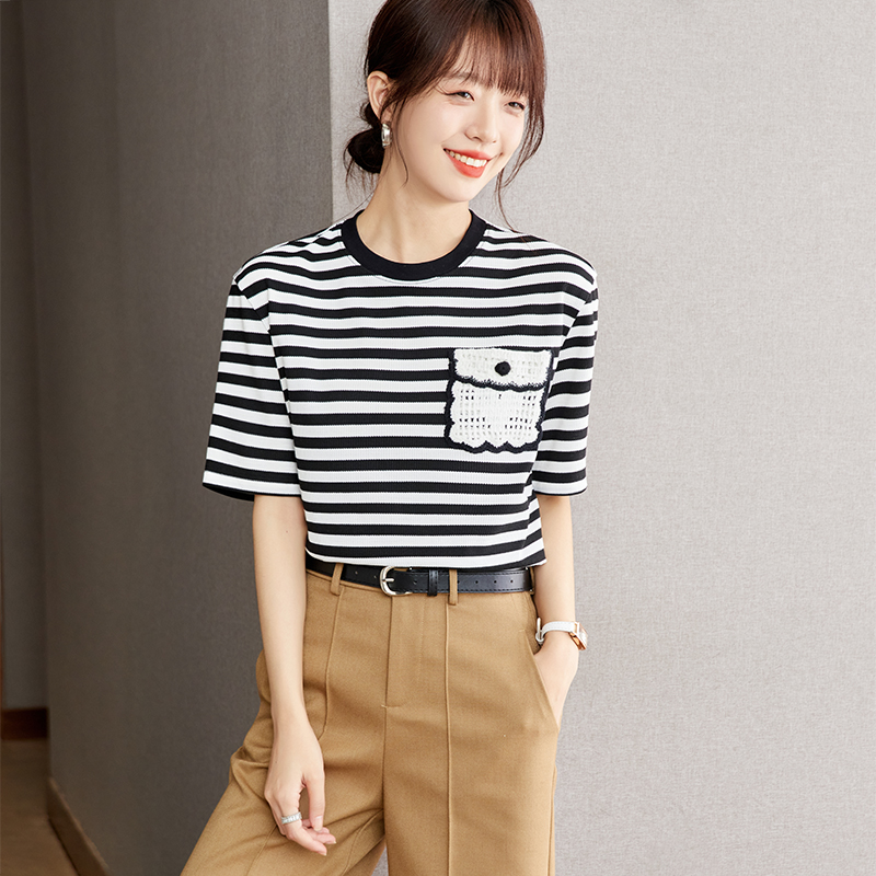 Short sleeve slim tops all-match T-shirt for women