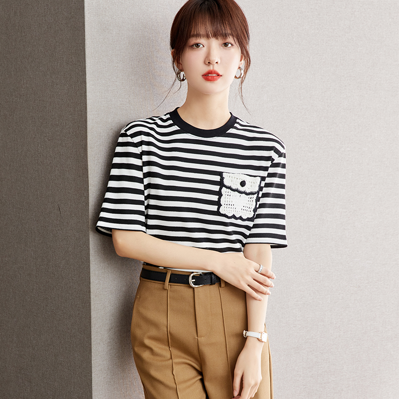 Short sleeve slim tops all-match T-shirt for women