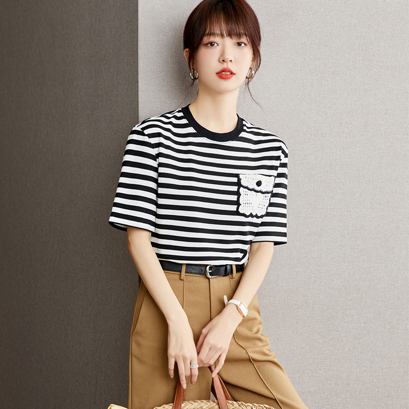 Short sleeve slim tops all-match T-shirt for women