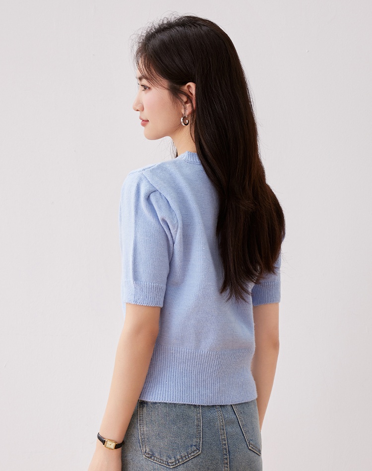 All-match embroidered flowers sequins fashion sweater