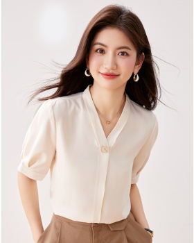 V-neck fashion chiffon shirt summer shirt for women