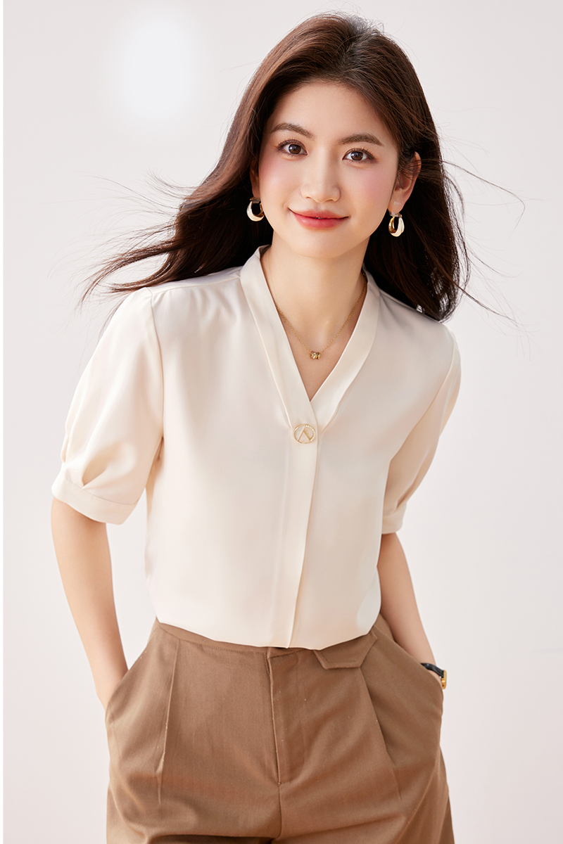 V-neck fashion chiffon shirt summer shirt for women