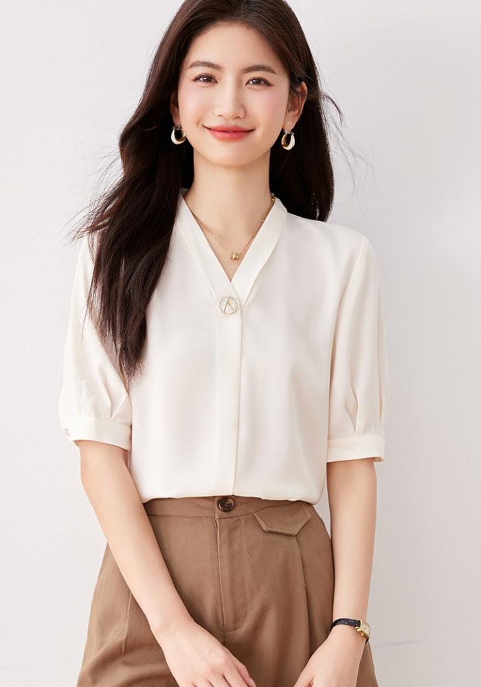 V-neck fashion chiffon shirt summer shirt for women