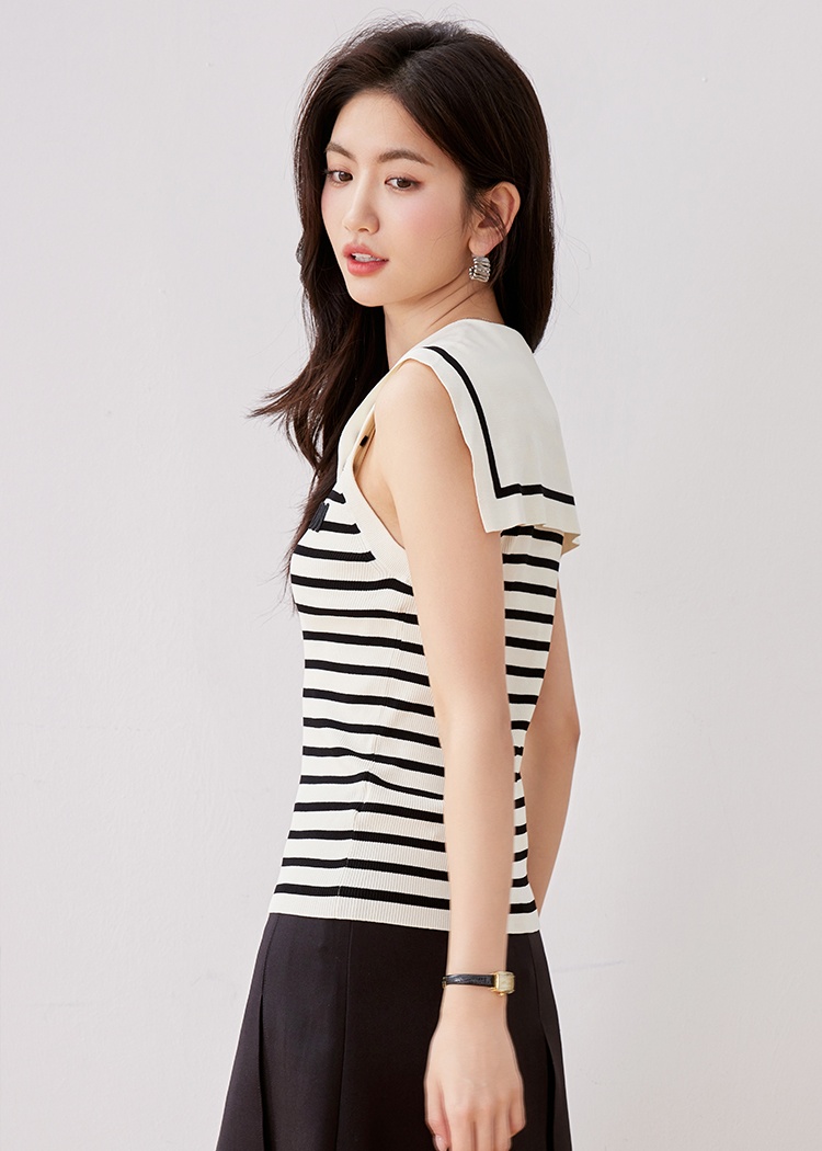 Embroidery vest pinched waist sweater for women