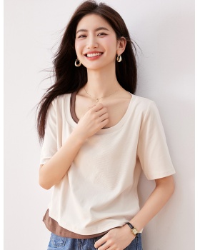 Slim short sleeve summer T-shirt all-match show young fat tops