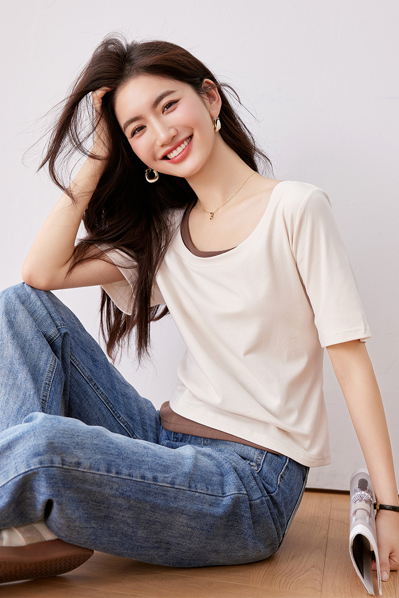 Slim short sleeve summer T-shirt all-match show young fat tops