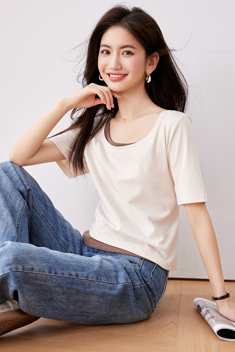 Slim short sleeve summer T-shirt all-match show young fat tops