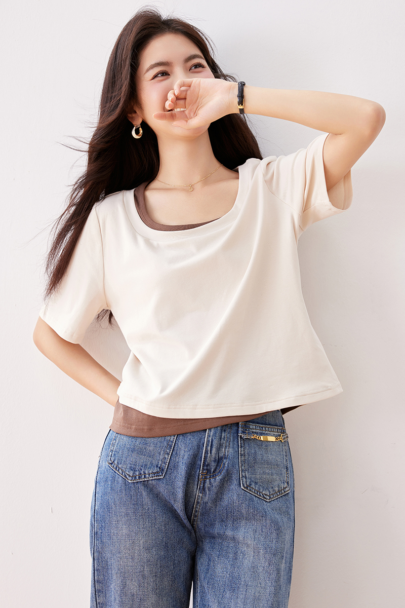 Slim short sleeve summer T-shirt all-match show young fat tops
