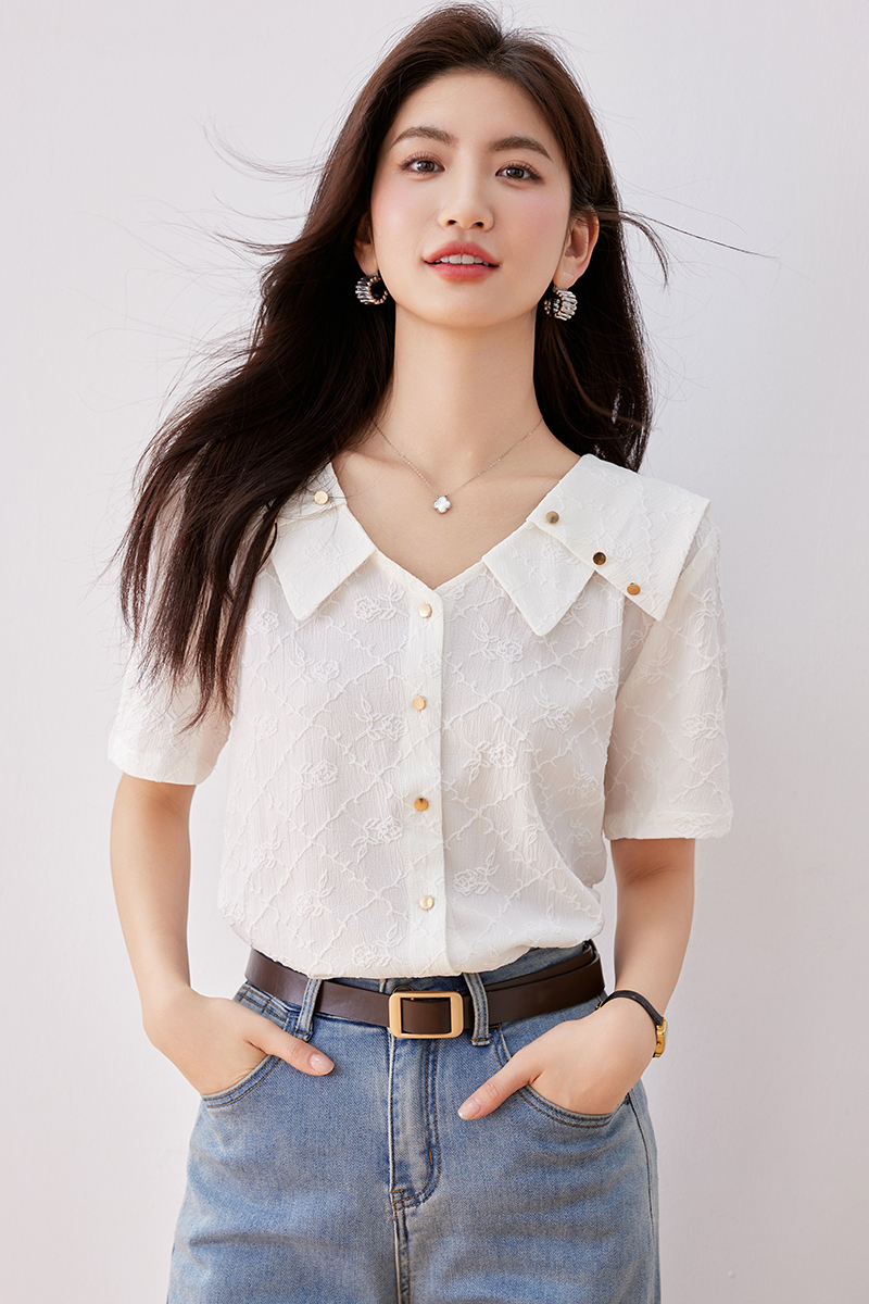 Slim summer France style chiffon shirt temperament fat shirt
