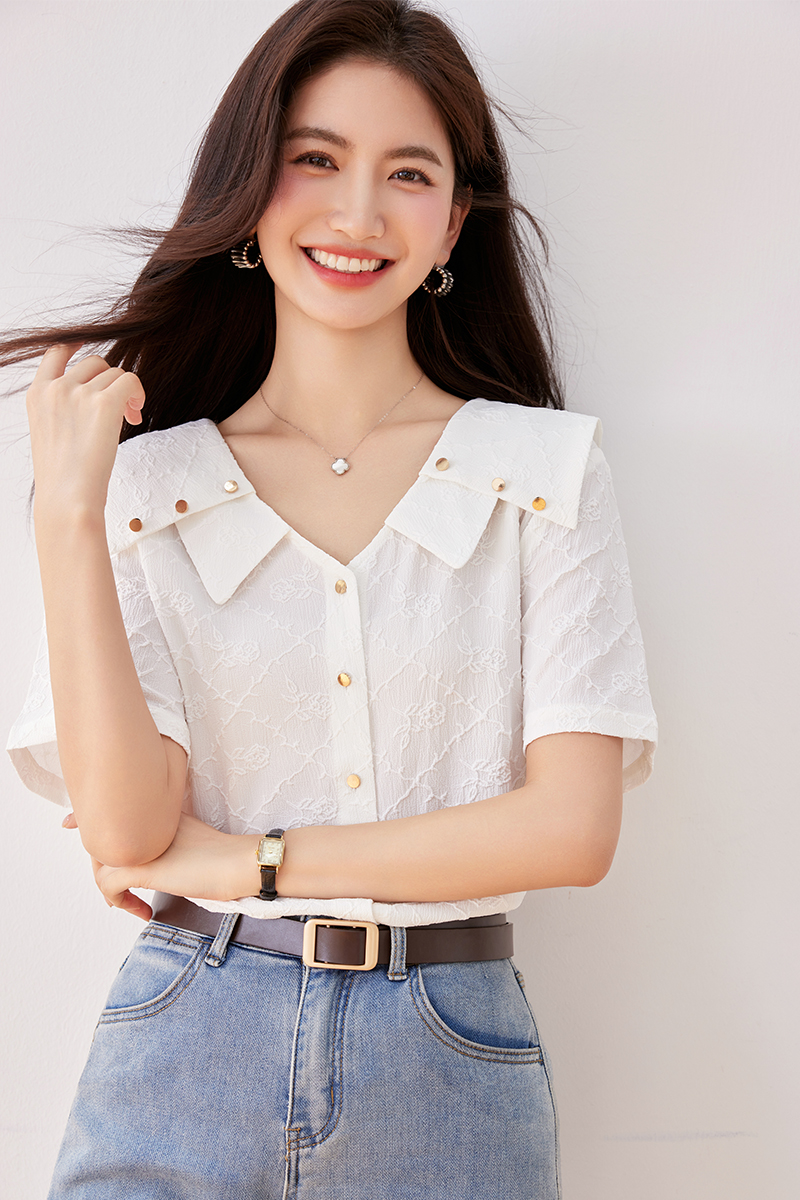 Slim summer France style chiffon shirt temperament fat shirt