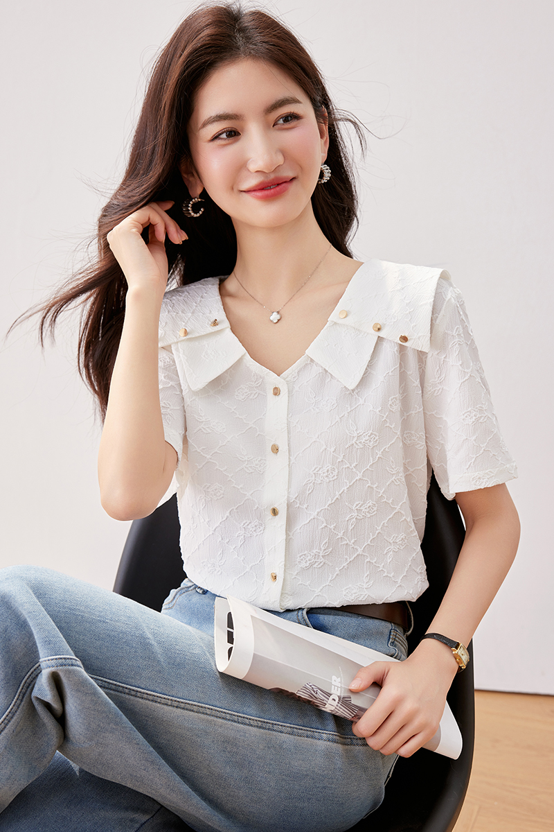 Slim summer France style chiffon shirt temperament fat shirt