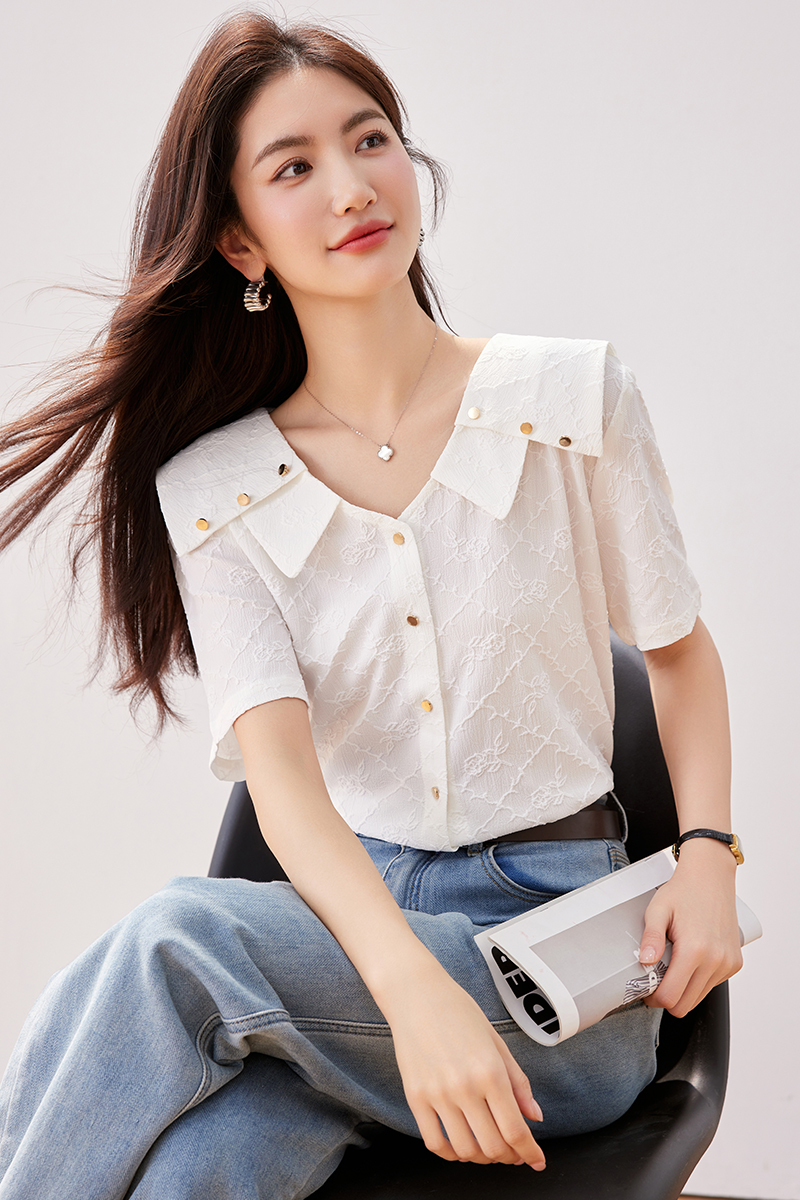 Slim summer France style chiffon shirt temperament fat shirt