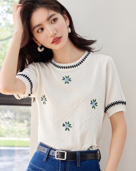 Short sleeve white summer T-shirt thin ice silk sweater