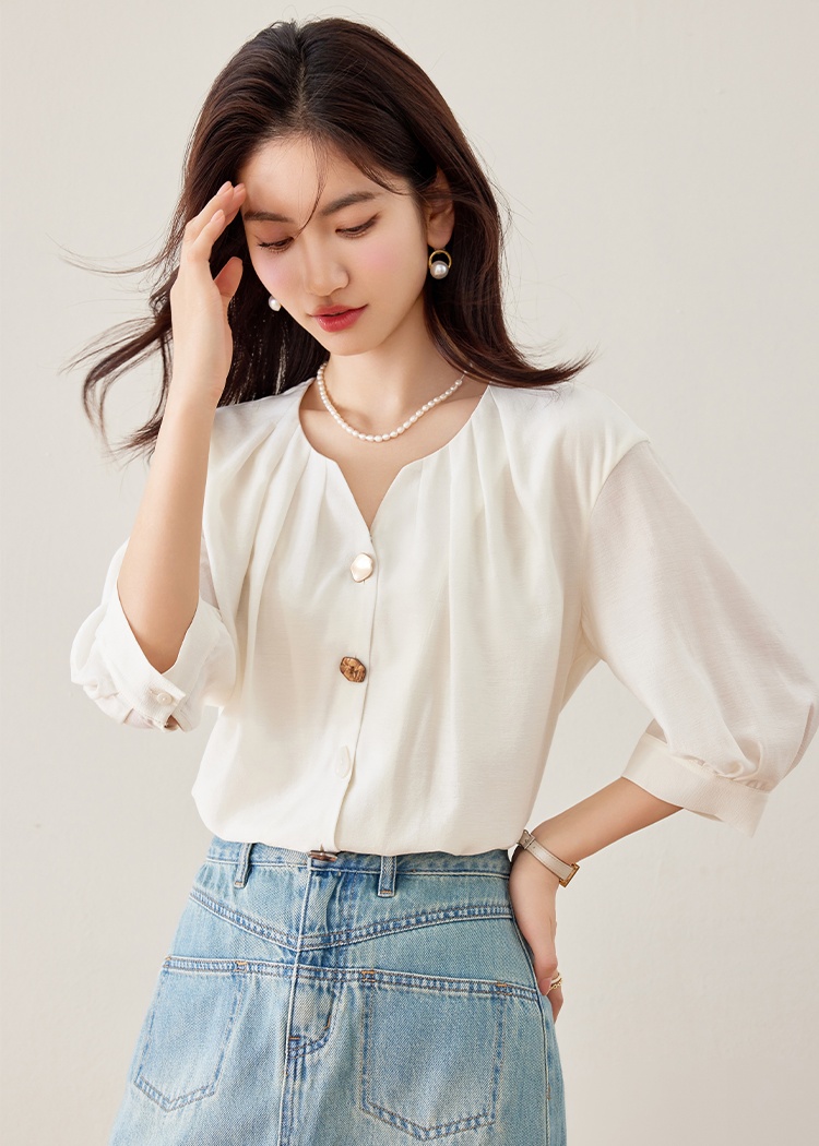 Unique France style tops fashion pink shirt