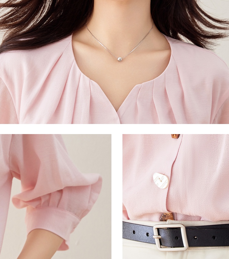 Unique France style tops fashion pink shirt