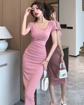 Retro pinched waist long dress spicegirl dress for women