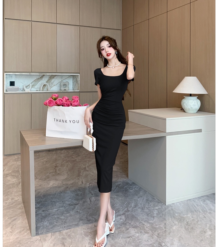 Retro pinched waist long dress spicegirl dress for women