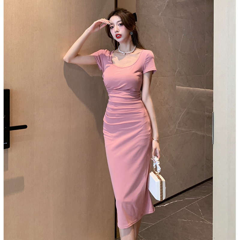 Retro pinched waist long dress spicegirl dress for women