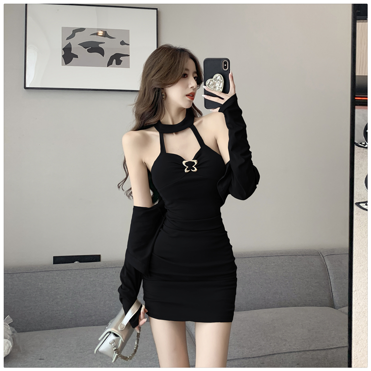 Halter sexy jacket spicegirl cardigan 2pcs set for women