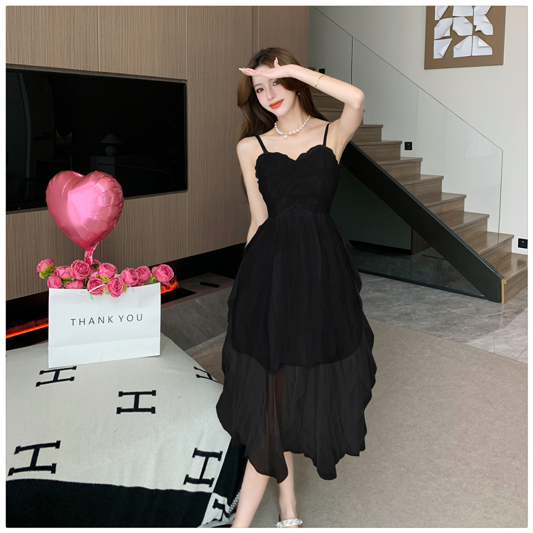 Small fellow light wedding dress sling gauze dress