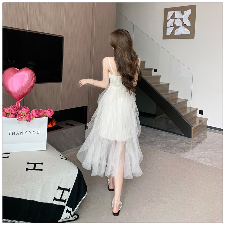 Small fellow light wedding dress sling gauze dress